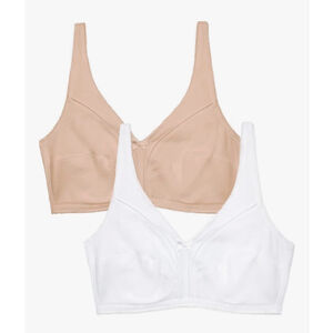 NEW 2 Pack Fruit of The Loom Cotton Soft Cup Bra Wire Free Seamed Design 40B